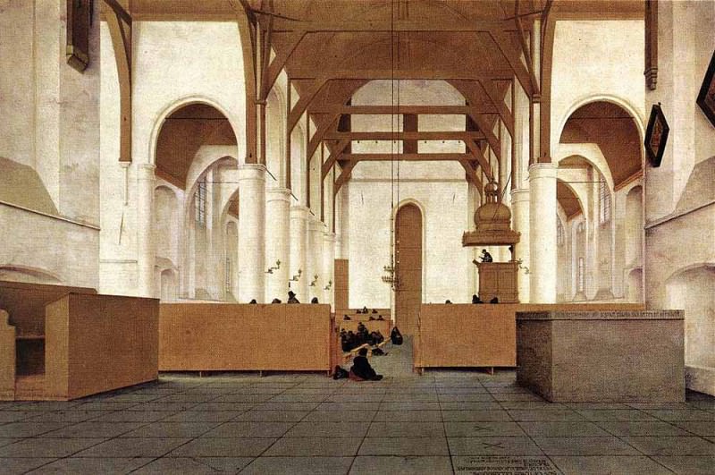 Внутри церкви Св. Одульфуса Ассендельфта. Питер Янс Санредам