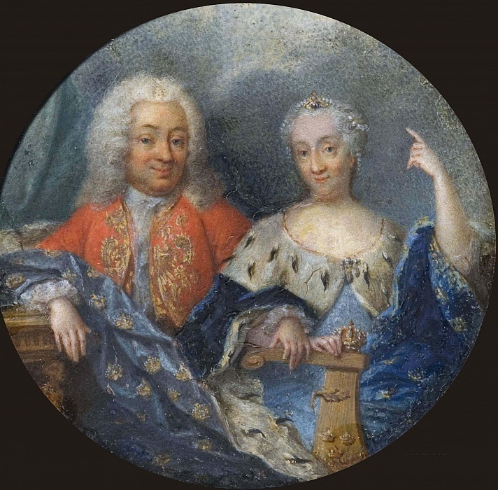 Ulrika Eleonora dy (1688-1741), Queen of Sweden, Fredrik I (1676-1751), Landgrave of Hessen-Kassel, King of Sweden. Georg Engelhard Schröder (After)