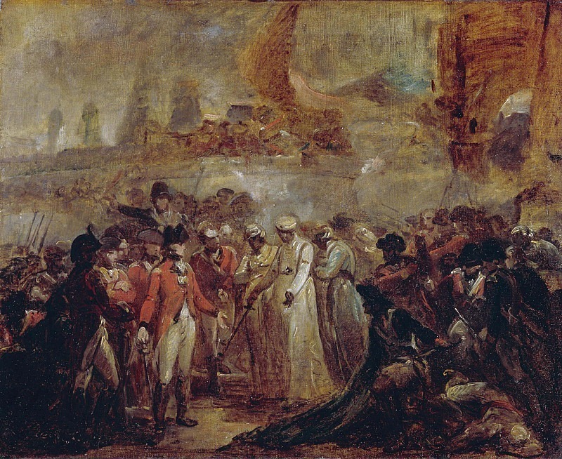 The Surrender of the Two Sons of Tipu Sahib, Sultan of Mysore, to Sir David Baird. Henry Singleton