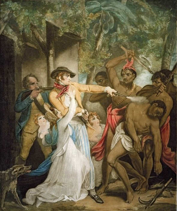 The Settling Family Attacked by Savages. Henry Singleton