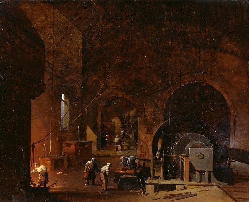 Interior of an ironworks. Godfrey Sykes