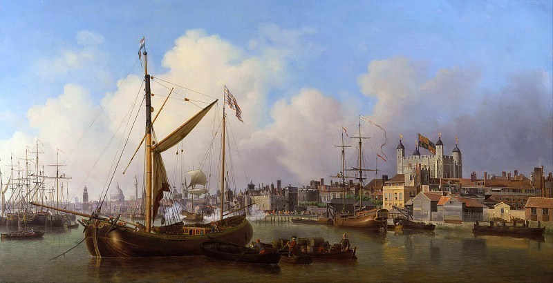 The Thames and the Tower of London Supposedly on the King’s Birthday. Samuel Scott