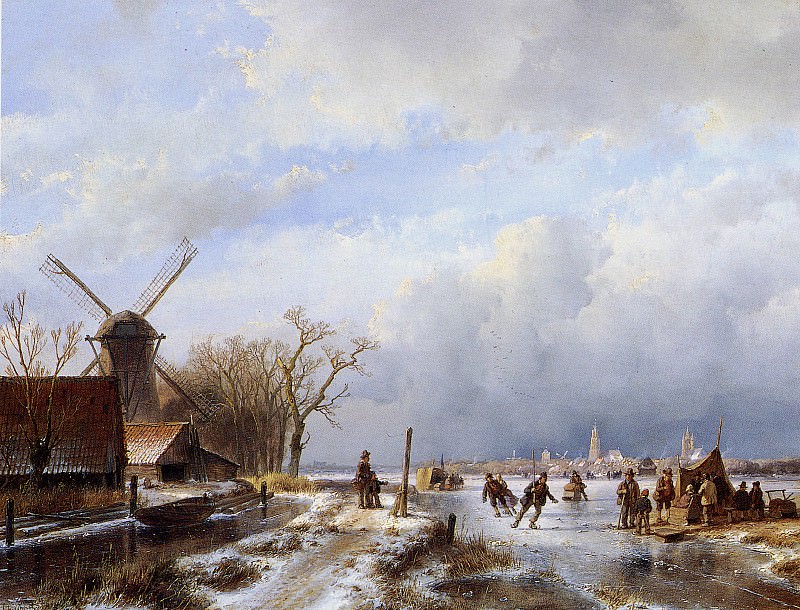 Schelfhout Andreas Winter landscape Delft Sun. Андреас Схелфхаут
