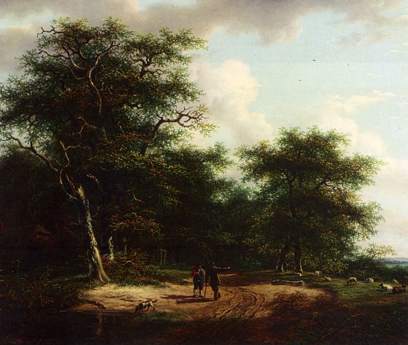Schelfhout Andreas Two Figures In A Summer Landscape. Андреас Схелфхаут