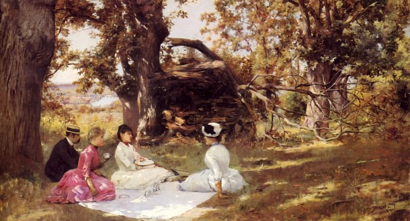 Wee Blue Coo Quadro Julius Leblanc Stew Nymphs Hunting 1898 | Stampa Su Tela Con Cornice 30x41 Cm | Made In Scotland