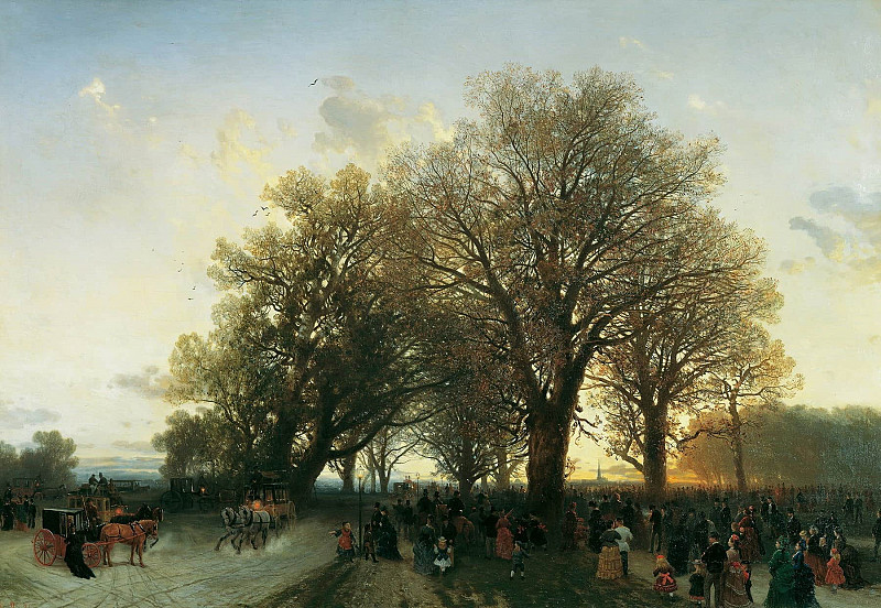 On the way home from the World Exhibition in the Vienna Prater; Auf dem Heimweg von der Weltausstellung im Wiener Prater. August Schaeffer von Wienwald