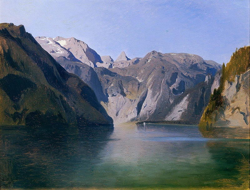 View over Lake Königssee; Blick über den Königssee. August Schaeffer von Wienwald