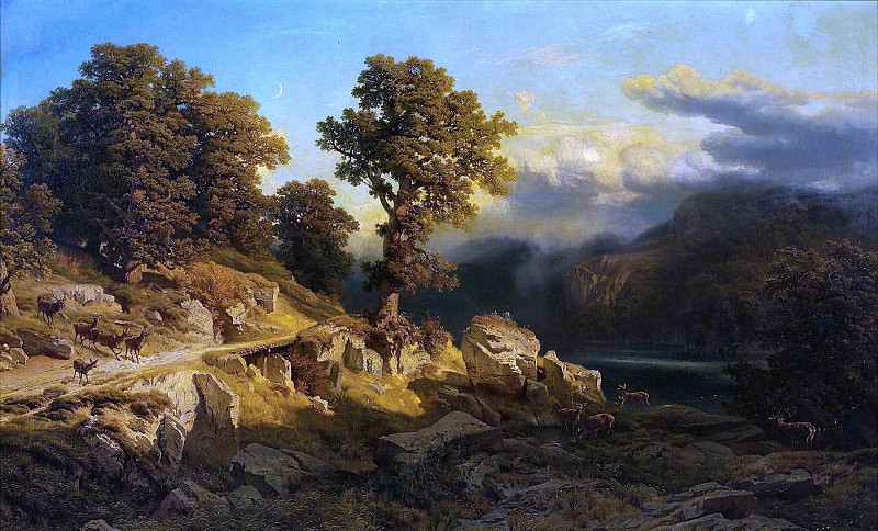 Autumn landscape; Herbstlandschaft. August Schaeffer von Wienwald