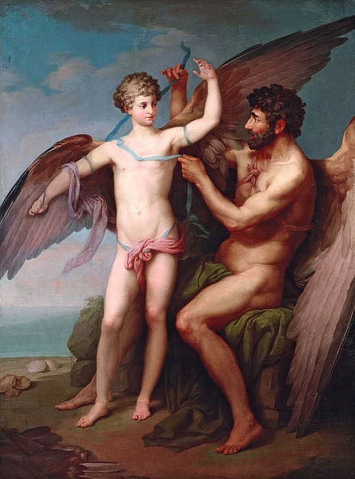 Daedalus ties Icarus wings. Petr Sokolov