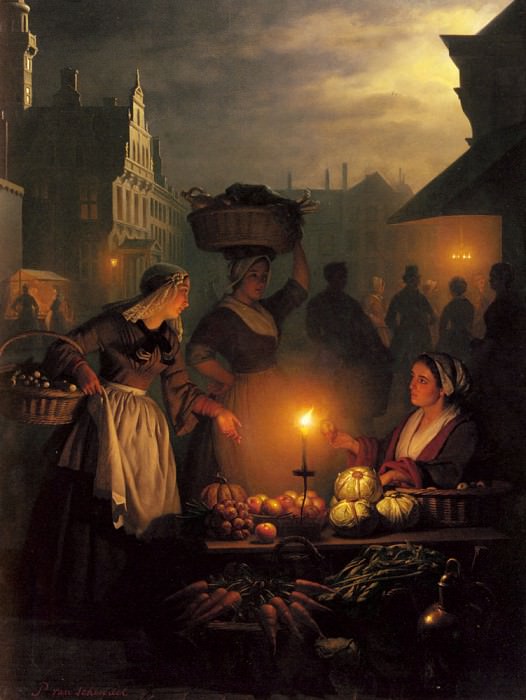 Schendel Petrus Van The Night Market. Петрус ван Шендель