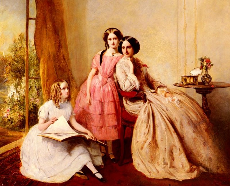 Портрет двух девочек с их гувернанткой. Абрахам Соломон