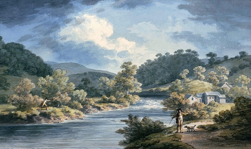 A Fisherman in the Vale of Myfod, Site of the Palace of the Princess of Powis. John Warwick Smith