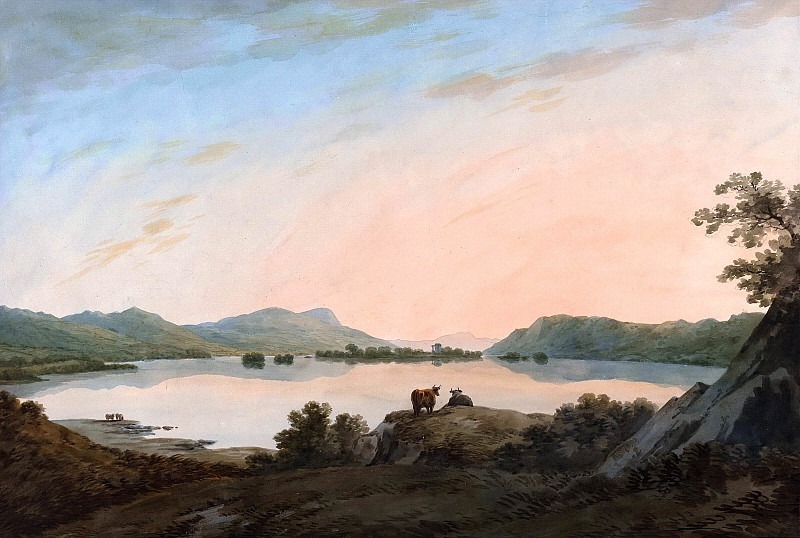 Вид на озеро Уиндермир из Калгарта с островом Белль. Джон Уорвик Смит