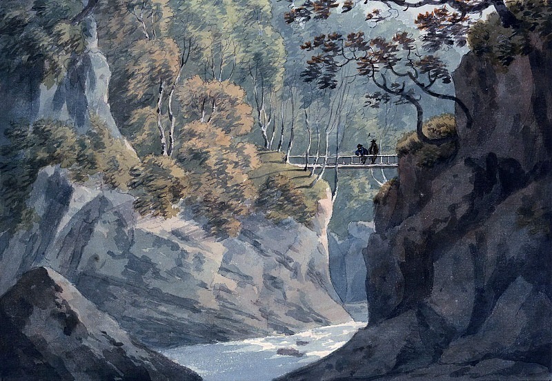 Альпийский мост и лесной пейзаж возле Пистил-и-Мо. Джон Уорвик Смит