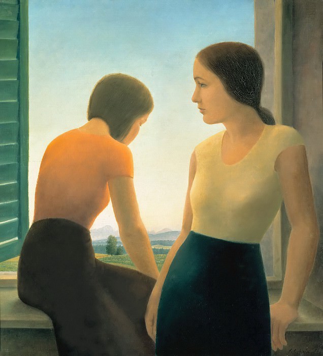Две девушки в окне. Георг Шимпф