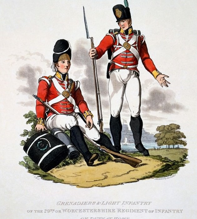 Форма гренадерской и легкой пехоты 20-го или Вустерширского полка. Чарльз Гамильтон Смит