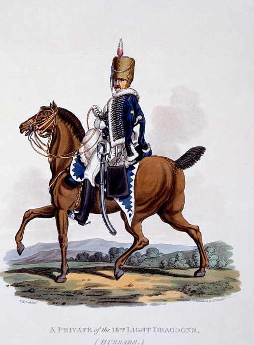 Uniform of a Private of the 18th Light Dragoons (Hussars). Charles Hamilton Smith