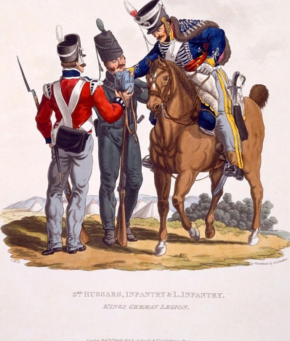 Uniform of the 3rd Hussars, Infantry and Light Infantry - The Kings German Legion. Charles Hamilton Smith