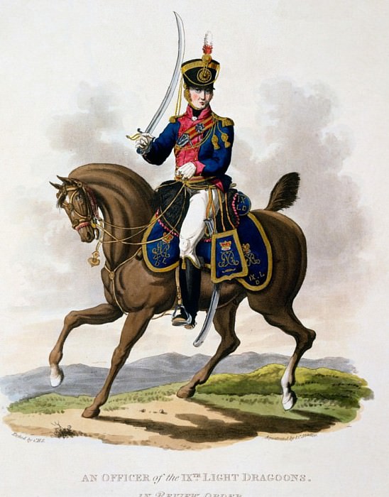 Uniform of an Officer of the 9th Light dragoons in Review Order. Charles Hamilton Smith