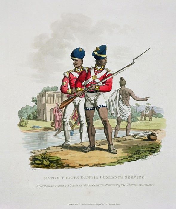 Native Troops in the East India Companys Service: a Sergeant and a Private Grenadier Sepoy. Charles Hamilton Smith