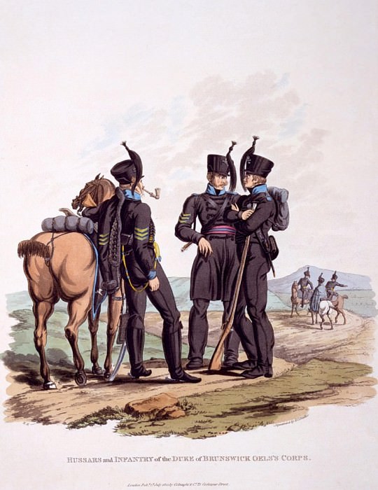 Uniform of Hussars & Infantry and the Duke of Brunswicks Oels Corps. Charles Hamilton Smith