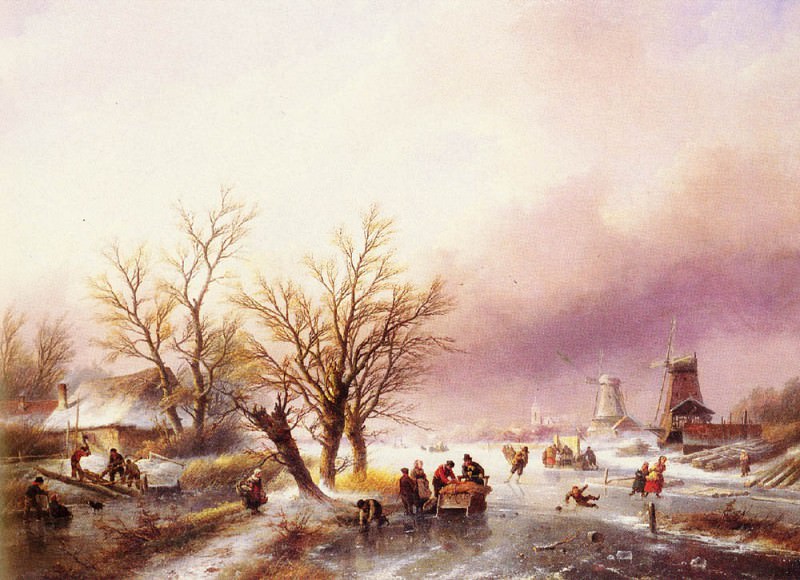 Spohler Jan A Winter Landscape. Ян Якоб Коэнрад Спайлер