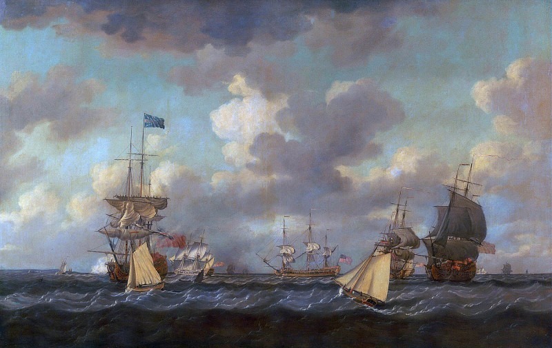 Английские корабли выходят на якорь на свежем ветру. Доминик Серре