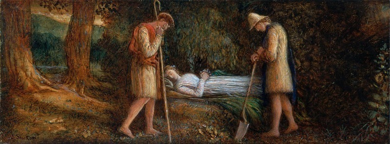 Imogen and the Shepherds, from Cymbeline, Act IV, scene II. James Smetham
