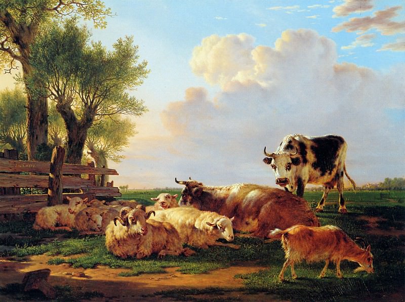 Strij van Jacob Meadow with cattle Sun. Jacob van Strij