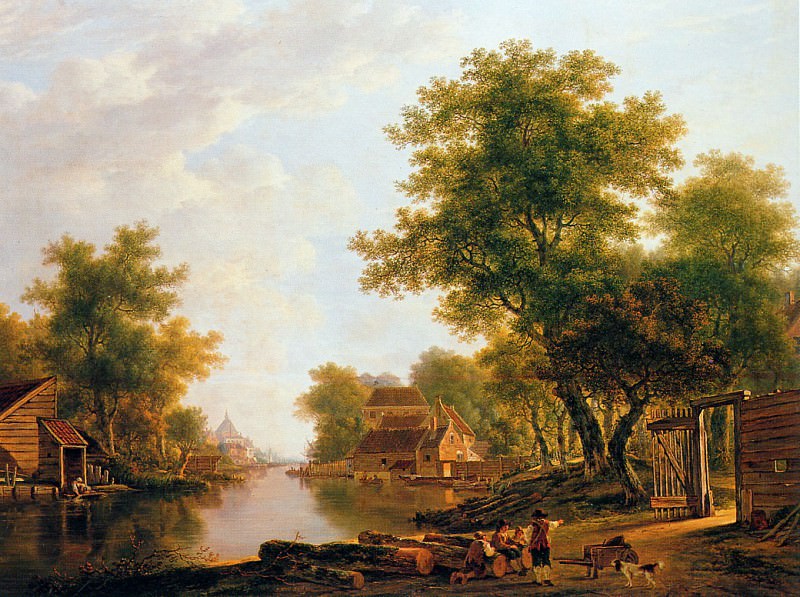 Strij van Jacob Landscape with river near Dordrecht Sun. Jacob van Strij