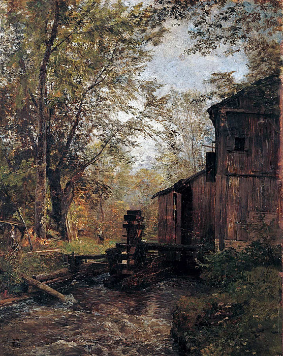 The Gosaumühle near Ischl; Die Gosaumühle bei Ischl. Emil Jakob Schindler