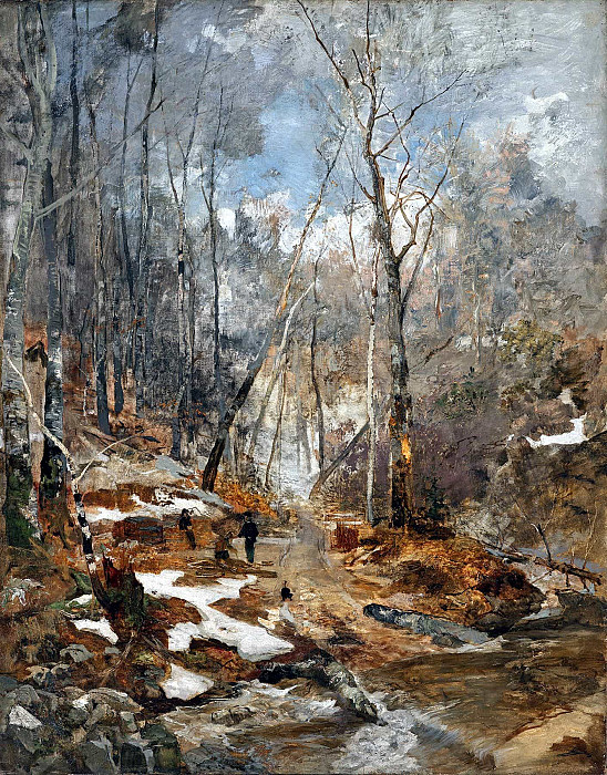 February mood – early spring in the Vienna Woods; Februarstimmung – Vorfrühling im Wienerwald. Emil Jakob Schindler