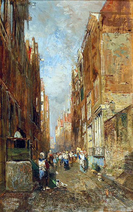 Улица в еврейском квартале Амстердама. Эмиль Якоб Шиндлер