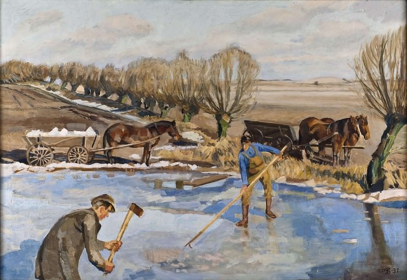 Farmhands fetching Ice. Fritz Syberg