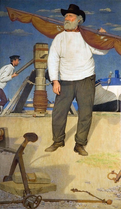 Fisherman Carrying a Sail. Joseph Edward Southall