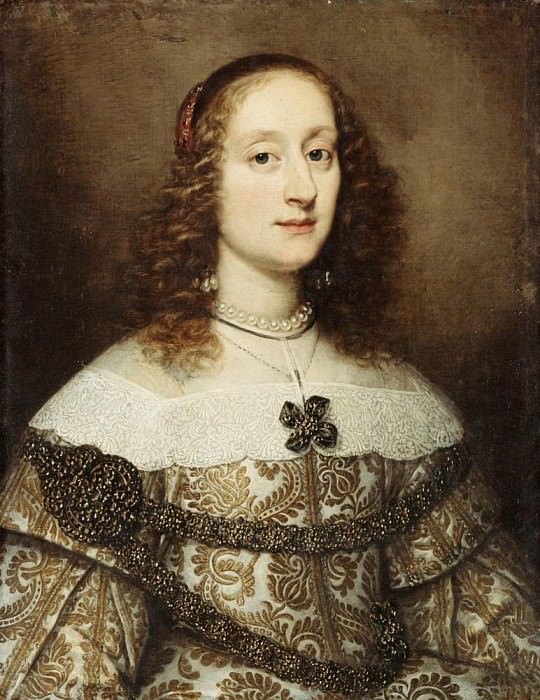 Portrait of a Lady, half-length, wearing a gold embroidered gown. Justus Sustermans