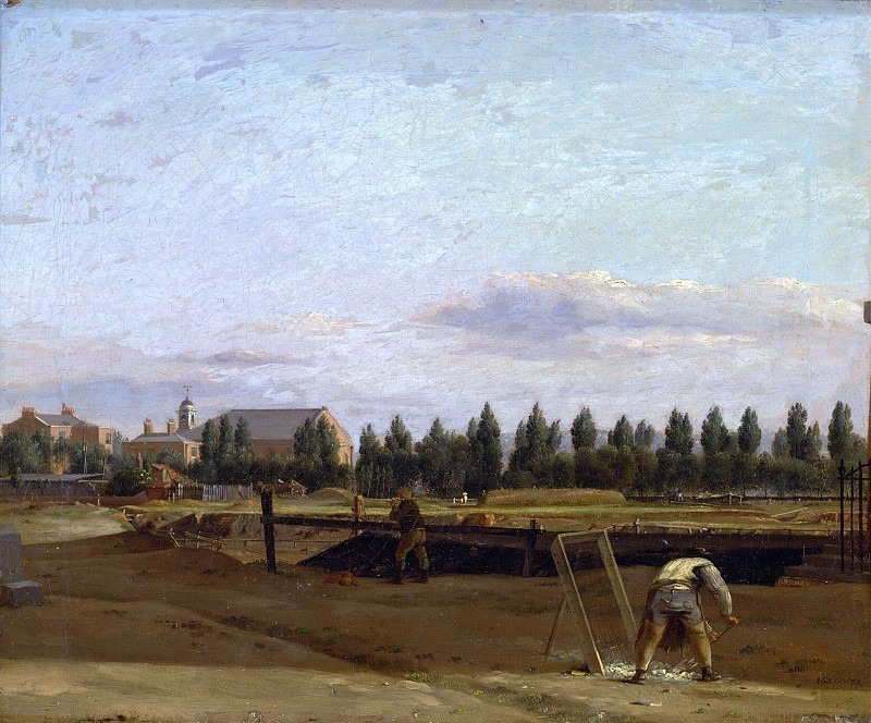 Excavating the Regent’s Canal, with a View of Marylebone Chapel. John Seguier