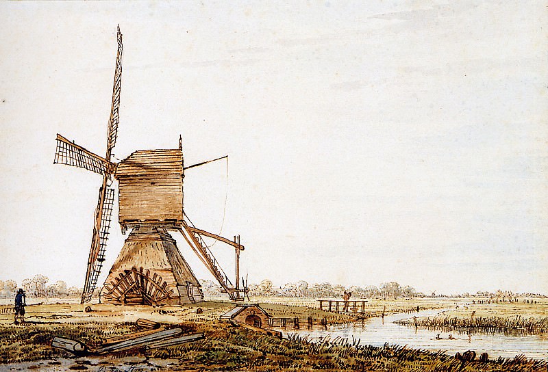 Strij van Jacob Landscape with watermill Sun. Абрахам ван Стрий