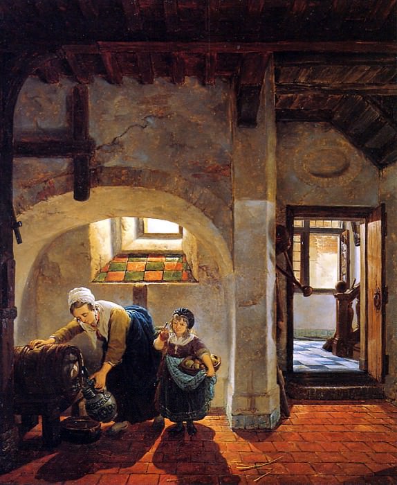 Strij van Abraham Woman and child in basement. Abraham van Strij