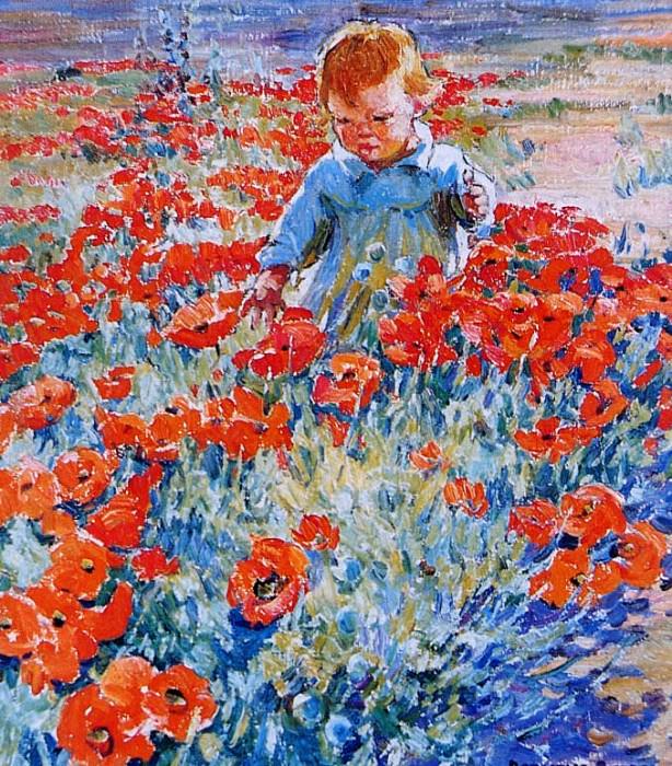 Dorothea Sharp - Young Girl Playing in the Poppy Field, De. Dorothea Sharp