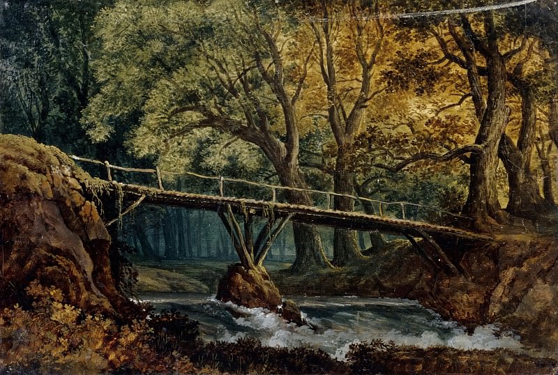 Чаща леса с мостиком через ручей. Карл Фридрих Шинкель