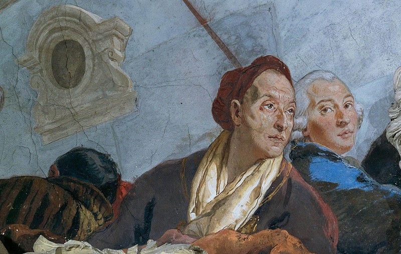 Аполлон и континенты, фрагмент - Европа (Автопортрет с сыном Доменико Тьеполо). Джованни Баттиста Тьеполо