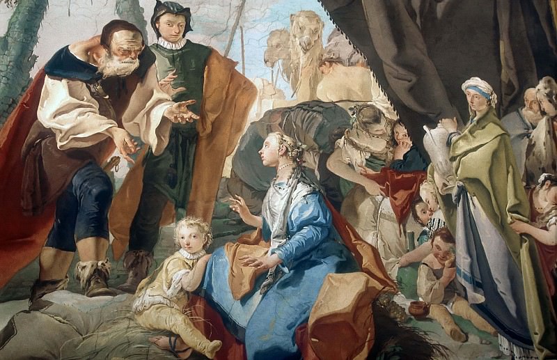 Laban searches for the images of gods, hidden by Rahel, detail. Giovanni Battista Tiepolo