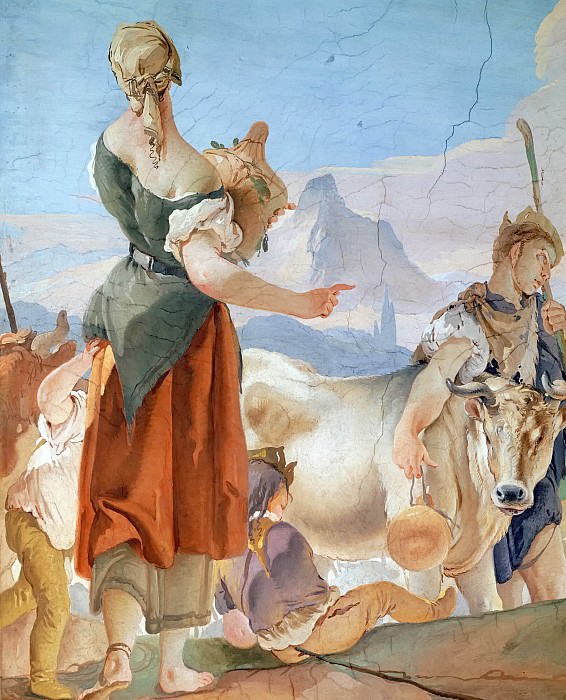 Laban searches for the images of gods, hidden by Rahel, detail. Giovanni Battista Tiepolo