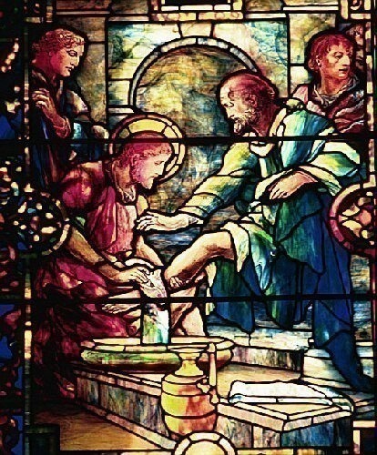 Tiffany Jesus Washing the Feet of the Disciples. Louis Comfort Tiffany
