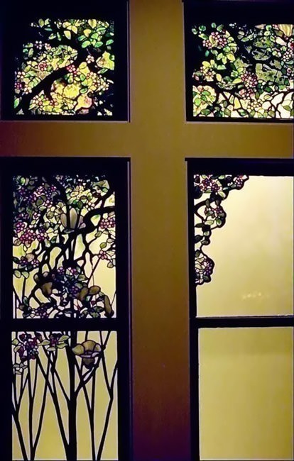 Tiffany Apple Blossom and Magnolia Window. Louis Comfort Tiffany