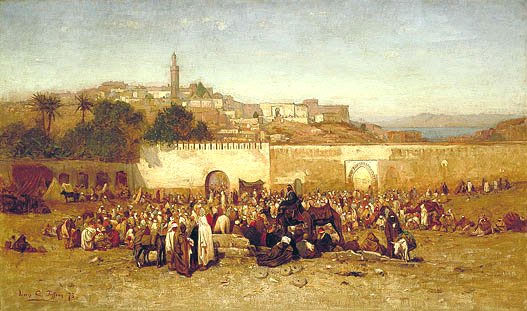 Tiffany Market Day Outside the Walls of Tangier. Louis Comfort Tiffany