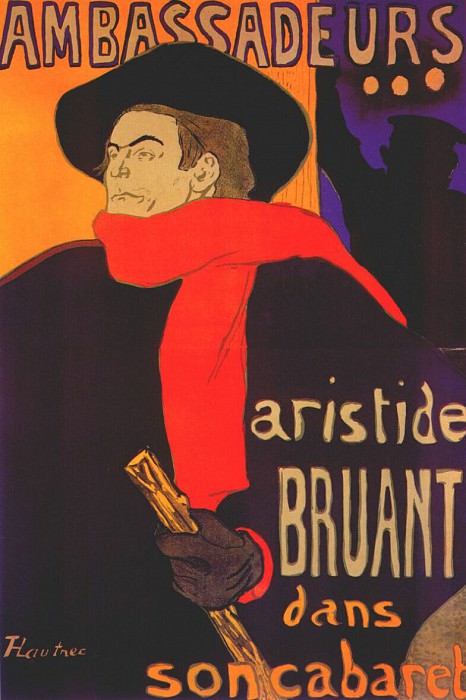 lautrec ambassadeurs, aristide bruant (poster) 1892. Henri De Toulouse-Lautrec