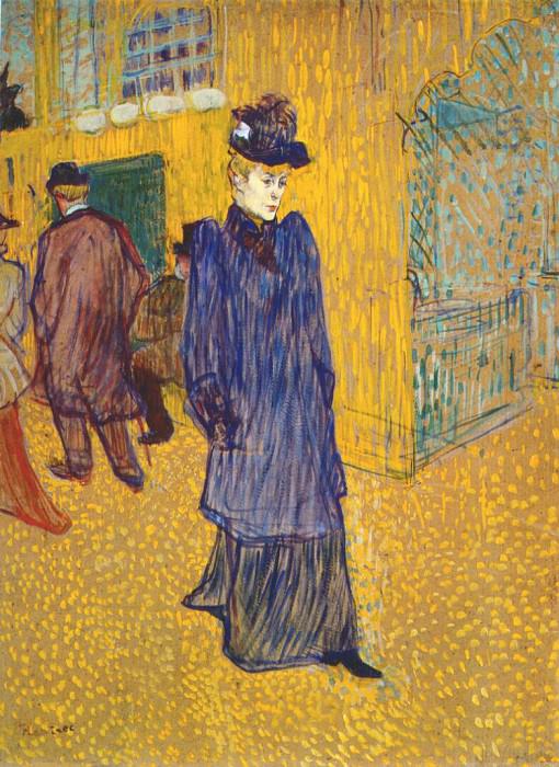Jane avril leaving the moulin rouge. Henri De Toulouse-Lautrec