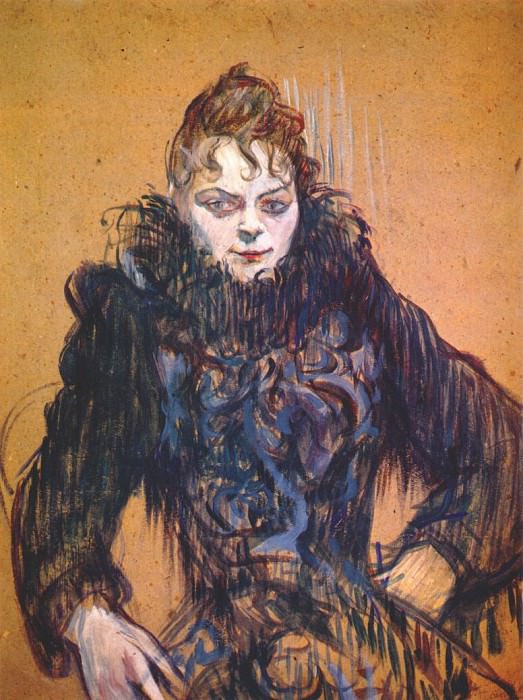 Woman with a black feather boa. Henri De Toulouse-Lautrec